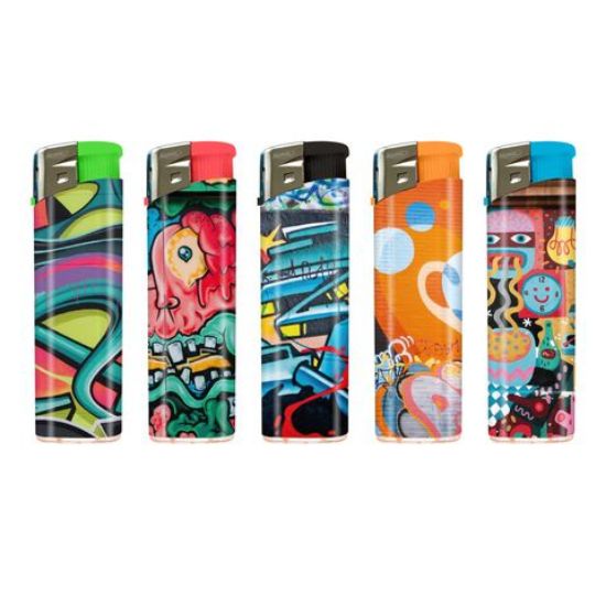 Immagine di ACCENDINO ATOMIC ELETTRONICO 50pz GRAFFITI - RICARICABILE