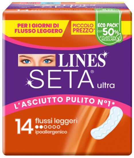 Picture of ASSORBENTI LINES SETA ULTRA ANATOMICO LEGGERO 14pz ARANCIO