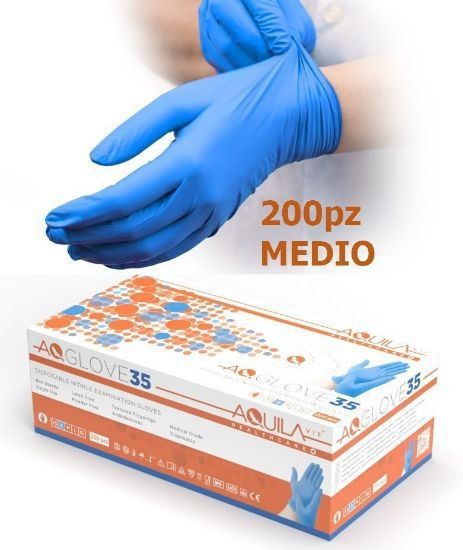 Picture of GUANTI NITRILE BLU 3,5gr Tg.M MEDIO 200pz - AQUILA senza polvere