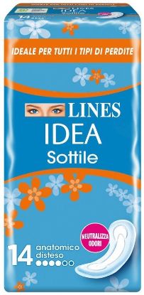 Picture of ASSORBENTI LINES IDEA 14pz SOTTILE ANATOMICO AZZURRO