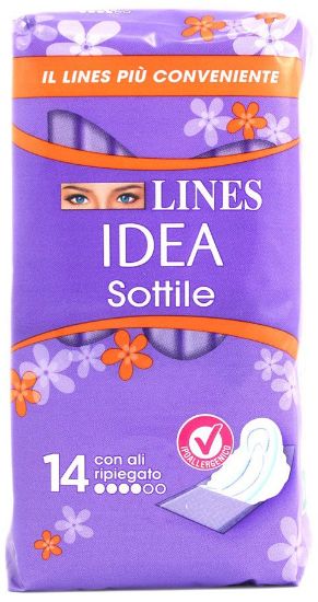 Immagine di ASSORBENTI LINES IDEA 14pz SOTTILE ALI RIPIEGATE VIOLA