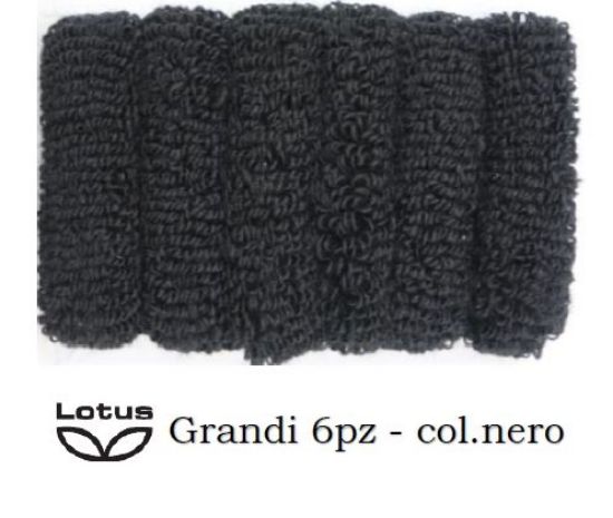 Picture of ELASTICI PER CAPELLI LOTUS IN SPUGNA 6pz NERO GRANDI ART.5565