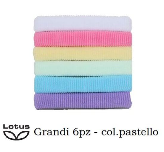 Immagine di ELASTICI PER CAPELLI LOTUS IN TESSUTO 6pz GRANDI COLORI ASSORTITI - ART.13518