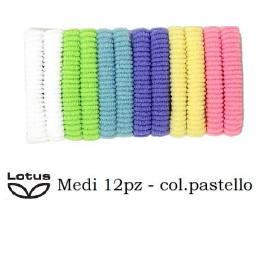 Immagine di ELASTICI PER CAPELLI LOTUS IN SPUGNA 12pz COLORI ASSORTITI ART.4843