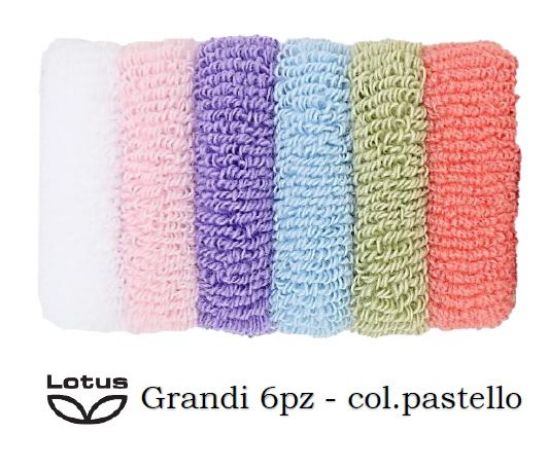 Picture of ELASTICI PER CAPELLI LOTUS IN SPUGNA 6pz GRANDI COLORI ASSORTITI ART.5565