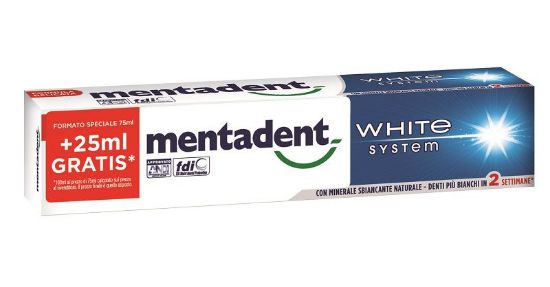 Picture of DENTIFRICIO MENTADENT WHITE SYSTEM 100ml 1pz BASIC