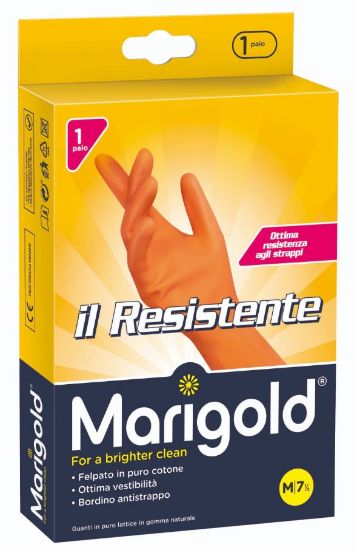 Immagine di GUANTI GOMMA RESISTENTE 1pz MIS. 7,5 Tg.M FELPATO - MARIGOLD