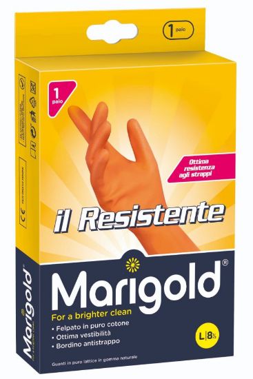 Immagine di GUANTI GOMMA RESISTENTE 1pz MIS. 8,5 Tg.L FELPATO - MARIGOLD