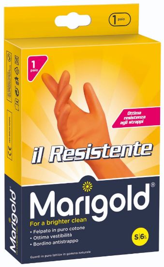 Immagine di GUANTI GOMMA RESISTENTE 1pz MIS. 6,5 Tg.S FELPATO - MARIGOLD