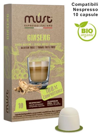 Picture of CAFFE CAPSULE NP 10pz GINSENG COMPOSTABILE - (compatibile Nespresso) MUST