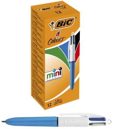 Immagine di PENNA SFERA BIC 4 COLORI 12pz MINI NERO/BLU/ROS/VERDE