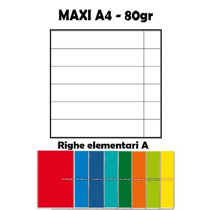 Picture of QUADERNI MAXI TINTA UNITA A RIGHE 80gr - 10pz 21x29cm A4 1/2 ELEMENTARE