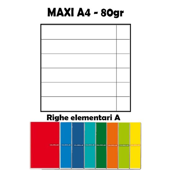 Picture of QUADERNI MAXI TINTA UNITA A RIGHE 80gr - 10pz 21x29cm A4 1/2 ELEMENTARE