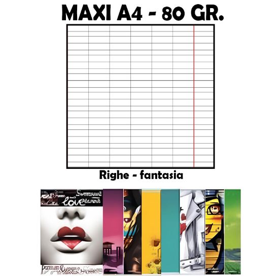 Picture of QUADERNI MAXI FEMMINA C rig 80gr - 5pz 21x29cm A4 - 4/5 elementari/medie/superiori