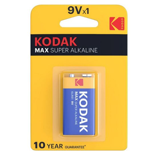 Picture of BATTERIE KODAK ALKALINE MAX SUPER 9V TRANSISTOR 9v 1x 1pz