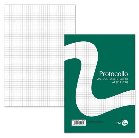 Picture of FOGLI PROTOCOLLO 21x29cm A4 60g 200 FOGLI 1pz 4mm CON MARGINE