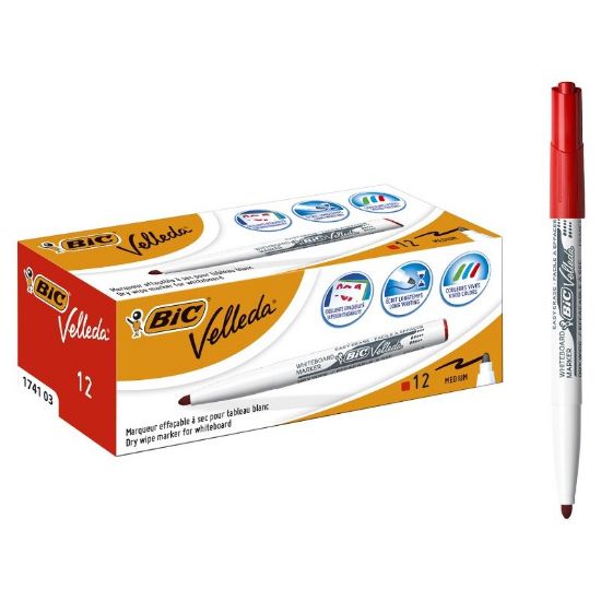 Picture of PENNARELLI BIC VELLEDA 12pz RED (per lavagna) 3881R