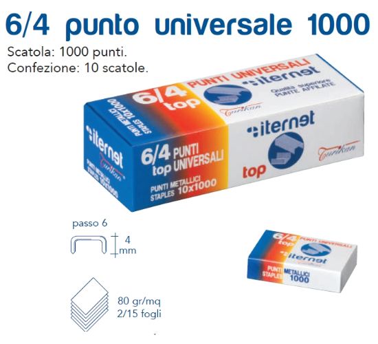 Picture of PUNTI CUCITRICE passo6 6/4 1000pz x 10scatole - STANDARD PICCOLI UNIVERSALI