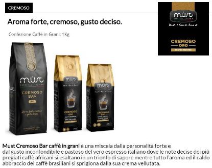 Picture of CAFFE TOSTATO GRANI MUST 1000gr 1pz - CREMOSO