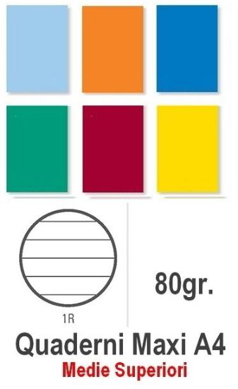 Immagine di QUADERNI MAXI TINTA UNITA A RIGHE 1R rig 80gr - 10pz 21x29cm A4 MEDIE/SUPERIORI - 5714