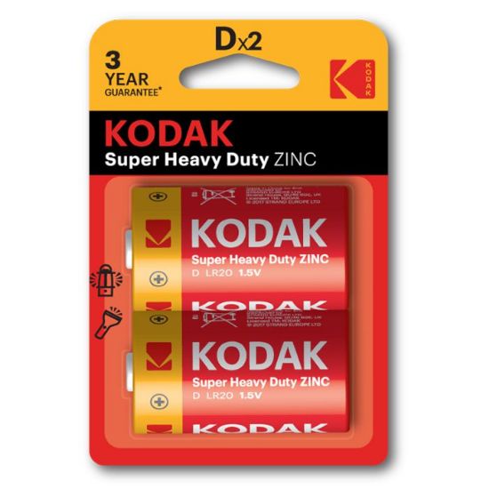 Immagine di BATTERIE KODAK ZINC SUPER HEAVY DUTY D TORCIA 2x 1,5v