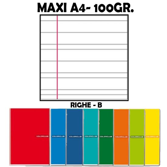 Picture of QUADERNI MAXI TINTA UNITA A RIGHE 100gr - 10pz 21X29 A4 3 ELEMENTARI