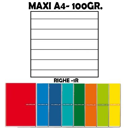 Picture of QUADERNI MAXI TINTA UNITA A RIGHE 1R rig 100gr - 10pz 21x29cm A4 MEDIE/SUPERIORI