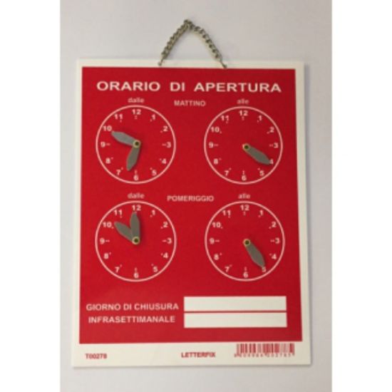 Picture of TARGA ORARIO 16X21 ROSSO C/LANCETTE 1pz