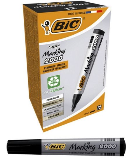 Immagine di MARCATORE BIC PERMANENT 12pz NERO P. TONDA MARKING 2000