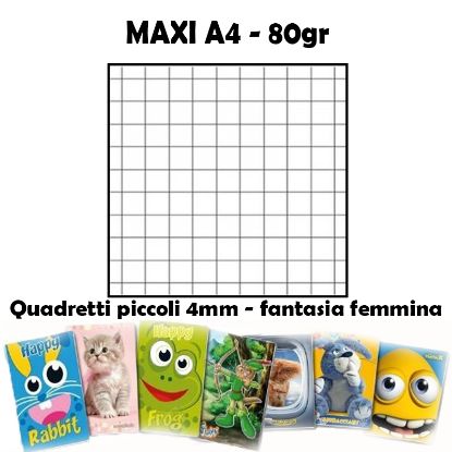 Picture of QUADERNI MAXI FEMMINA 4mm 80gr - 5pz 21x29cm A4 - medie/superiori