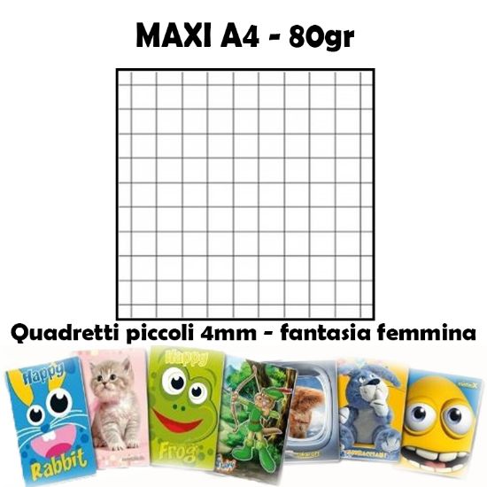 Picture of QUADERNI MAXI FEMMINA 4mm 80gr - 5pz 21x29cm A4 - medie/superiori