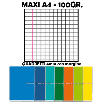 Picture of QUADERNI MAXI TINTA UNITA 4F 4mm 100gr - 10pz 21X29 A4  con margine