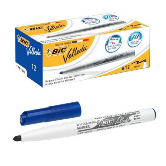 Picture of PENNARELLI BIC VELLEDA 12pz BLU (per lavagna) 3881B