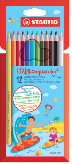 Immagine di PASTELLI STABILO 12 COLORI AQUACOLOR CONF. CARTONE