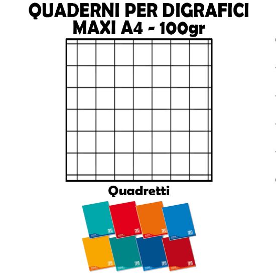 Picture of QUADERNI MAXI DISGRAFICI RIG. Q 100gr - 6pz 21x29cm A4