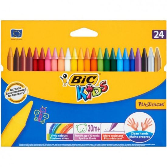 Picture of PASTELLI CERA BIC 24 COLORI 1pz PLASTIDECOR RESISTENTI