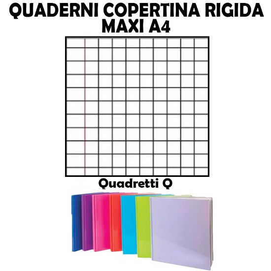 Picture of QUADERNI MAXI COPERTINA RIGIDA Q 5mm 21X29 A4 5pz - 100 FOGLI con margine