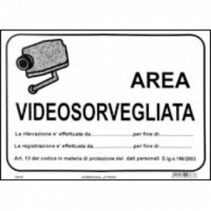 Picture of TARGA AREA VIDEOSORVEGLIATA 20X30 PLASTIFICATA ECONOMICA 60001pz