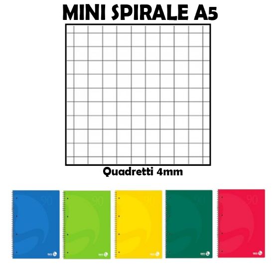 Immagine di QUADERNI MINI SPIRALE 4mm 15X21 A5  5PZ T.U. FORATI