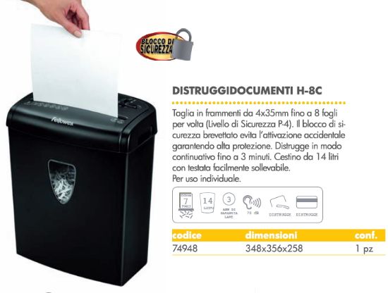 Picture of DISTRUGGIDOCUMENTI H-8C 23l 1pz A FRAMMENTO FELLOWES