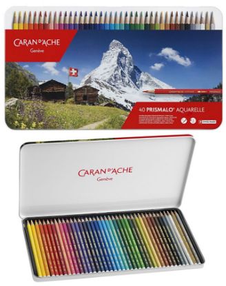 Immagine di PASTELLI PRISMALO 40 COLORI CARAN D'ACHE SCATOLA IN METALLO