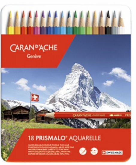 Immagine di PASTELLI PRISMALO 18 COLORI CARAN D'ACHE  SCATOLA IN METALLO