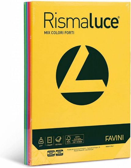 Immagine di CARTA A4 200g 125fg 1pz RISMALUCE COLORI FORTI FAVINI