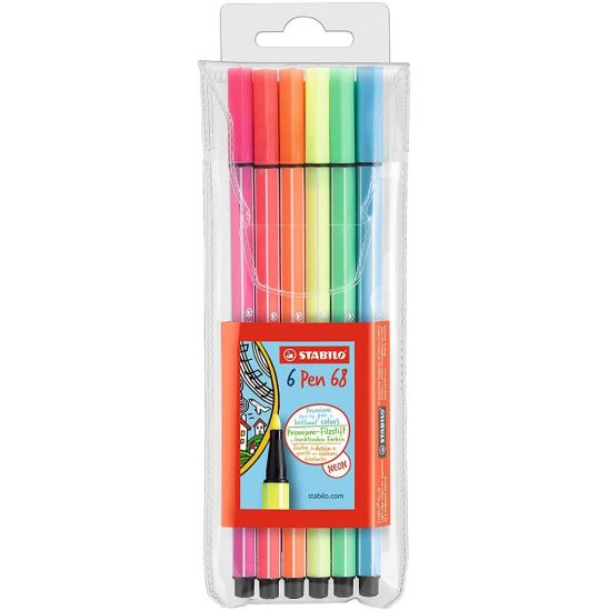 Immagine di PENNA PENNARELLO STABILO 68 P. MEDIA 1,0mm 6pz - COLORI FLUO NEON ASSORTITI