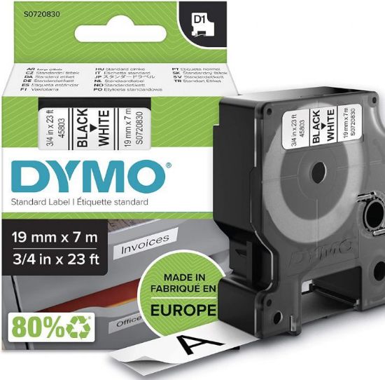 Picture of NASTRI DYMO 2000 19mm X 7mt NERO BIANCO 1pz