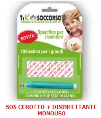 Picture of TIK SOCCORSO SOS BAMBINI 1pz CEROTTO + DISINFETTANTE MONOUSO - C20