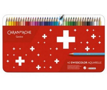 Immagine di PASTELLI SWISSCOLOR 40 colori CARAN D'ACHE  SCATOLA IN METALLO