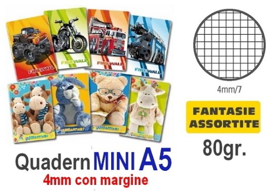 Immagine di QUADERNI MINI FANTASIA 4mm 80gr - 10pz 15X21 A5 - SENZA MARGINE