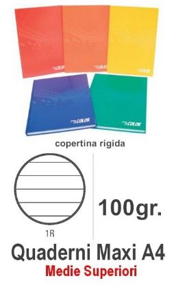 Picture of QUADERNI MAXI COPERTINA RIGIDA 1R 21X29 A4 5pz - 100 FOGLI