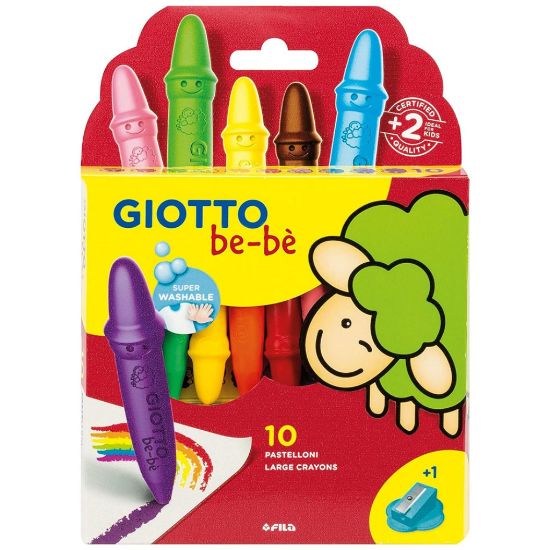 Picture of PASTELLI CERA GIOTTO 10 COLORI BEBE' C/TEMPERINO 1pz